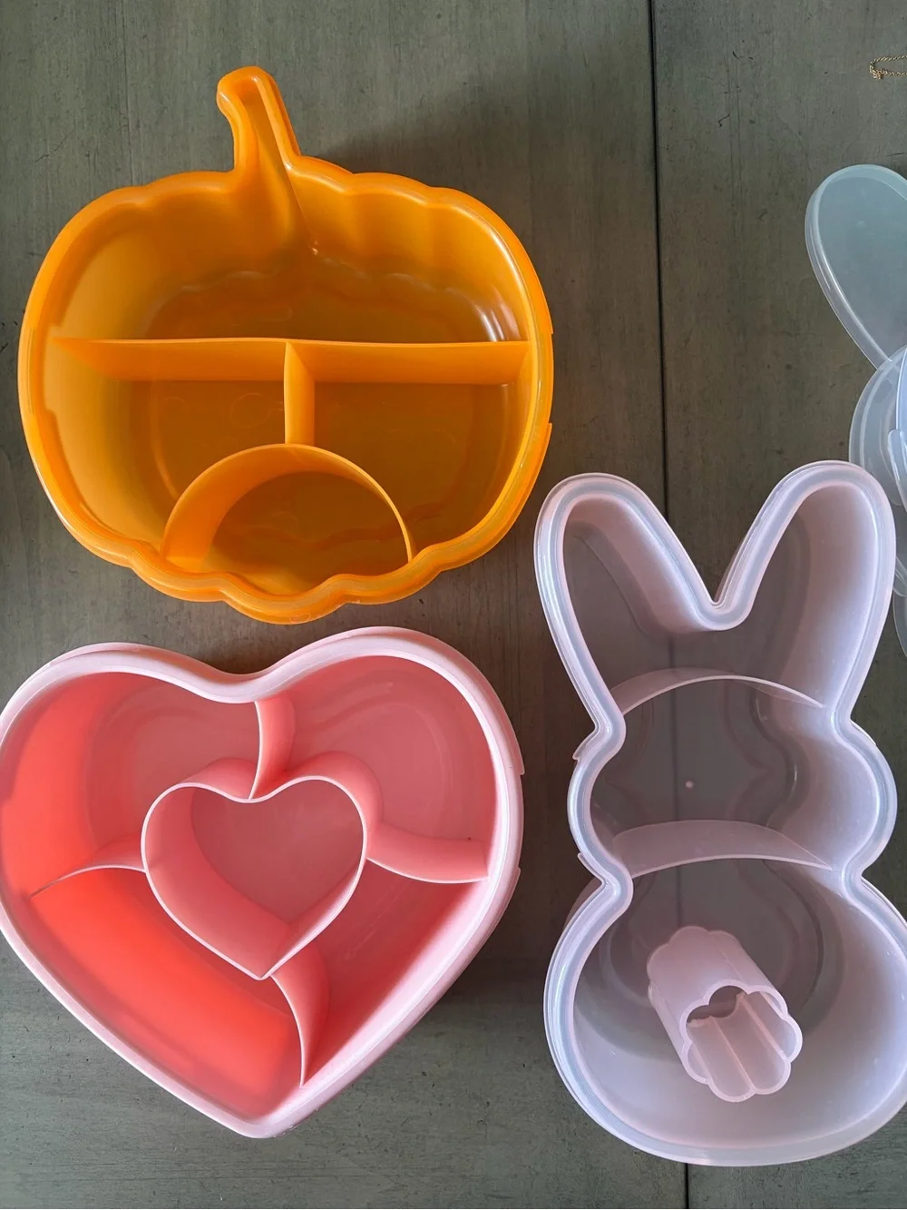 Halloween Pumpkin, Pink XOXO Heart & Bunny Shaped Snack Containers
